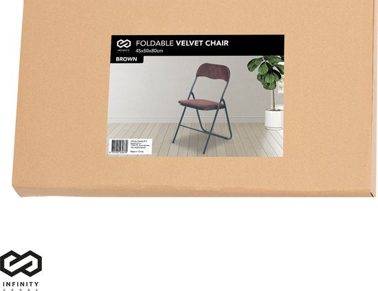 Infinity Goods Klapstoel - Vouwstoel - Fluweel - Eettafelstoel - Opklapbare Stoel - 43 x 47 x 80 CM - Stoel - Bruin