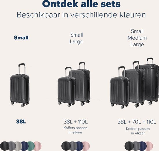TRVLMORE Handgepäck Koffer - 54x36x20 cm - 38L - Geeignet für Flugzeugkabine - Schwarz