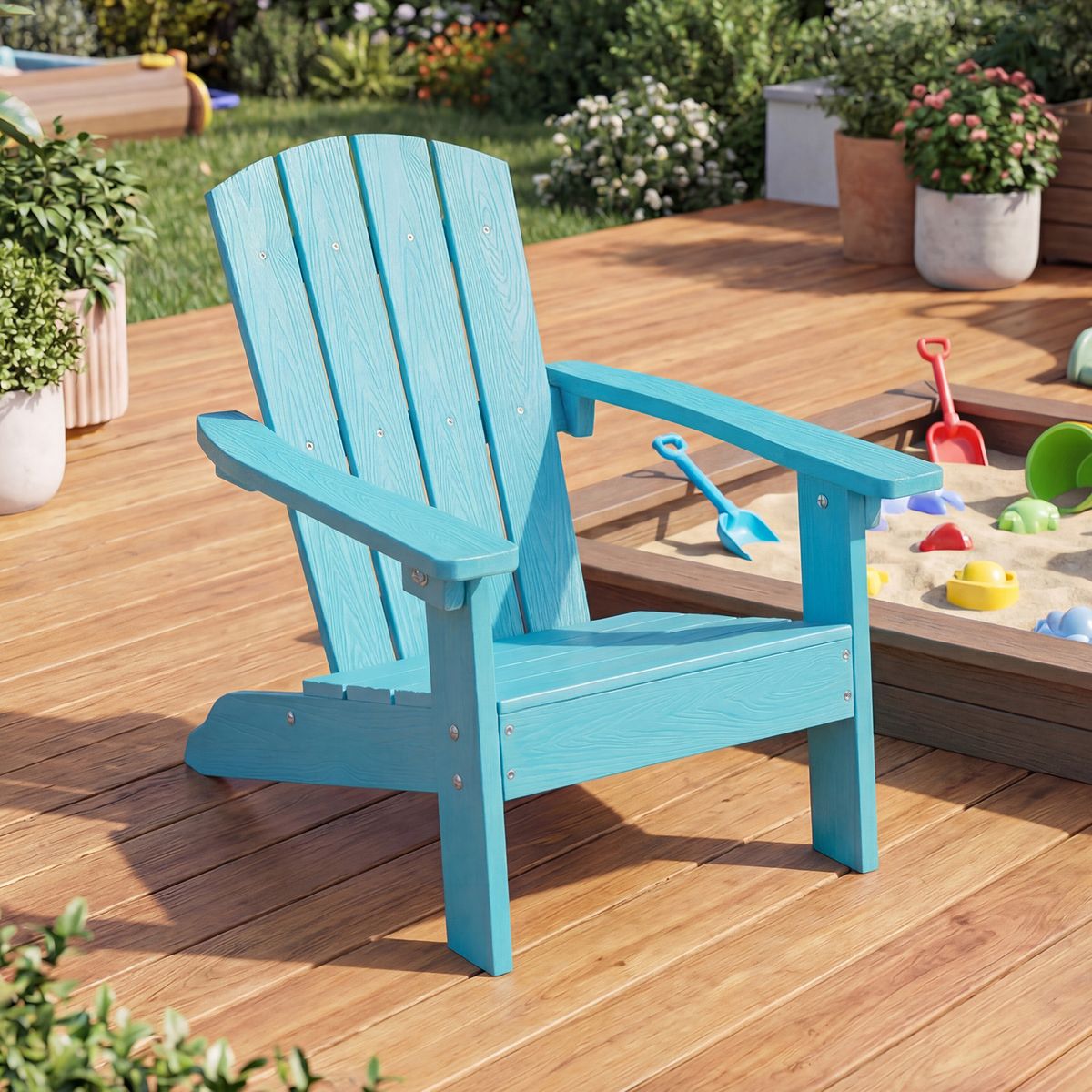 Coast Kinder-Adirondack-Gartenstuhl – ergonomische Rückenlehne – wetterbeständiges HDPE – braun