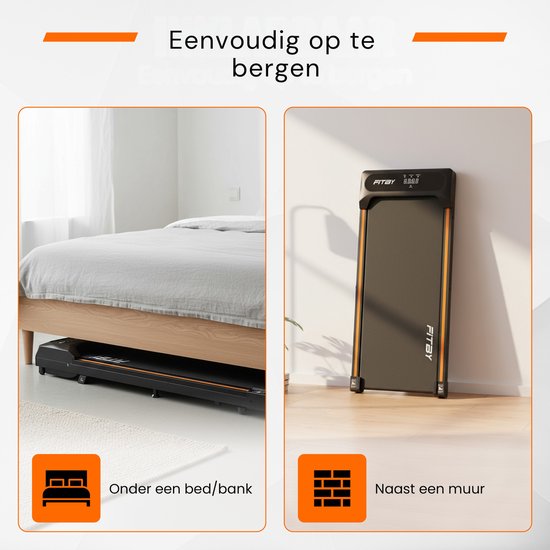Fitby Laufband - Laufband mit Steigung 5% - 8% - Laufband 1-8 km/h - Laufband - Walking Treadmill - Schwarz Orange