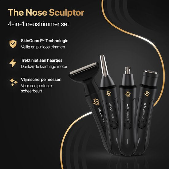Wellshave 4 in 1 Nasentrimmer Ultimate - Alles in einem Augenbrauen- und Ohrhaartrimmer - Nasenhaartrimmer für Männer - Augenbrauentrimmer