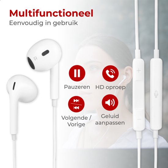 Nuvance - Ohrhörer mit Kabel - USB-C-Anschluss - Ohrhörer mit Kabel - In-Ear-Kopfhörer mit Kabel und Mikrofon - Geeignet für Samsung - Weiß