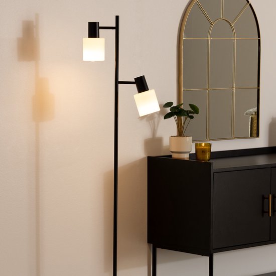 Metall-Stehlampe mit 2 Lampenschirmen aus Stein TAIS