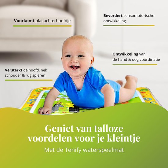 Tenify Wasser Spielmatte - Wasser Matte - Spielmatte - Aufblasbar - Tummy Time - Baby Spielzeug 0 Jahr - Baby Geschenk - Gelb