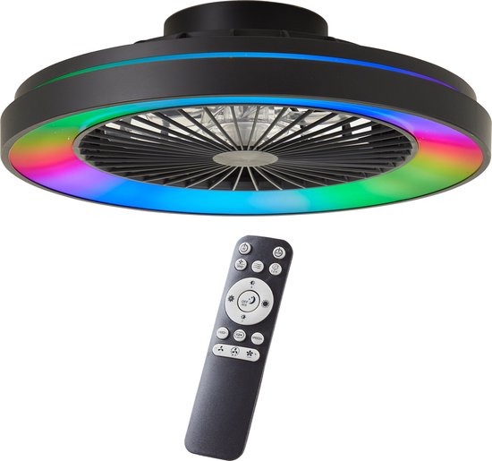 Brilliant Mazzaro - Deckenventilator - LED 40W - 3000K-6500K - Dimmbar - Schwarz