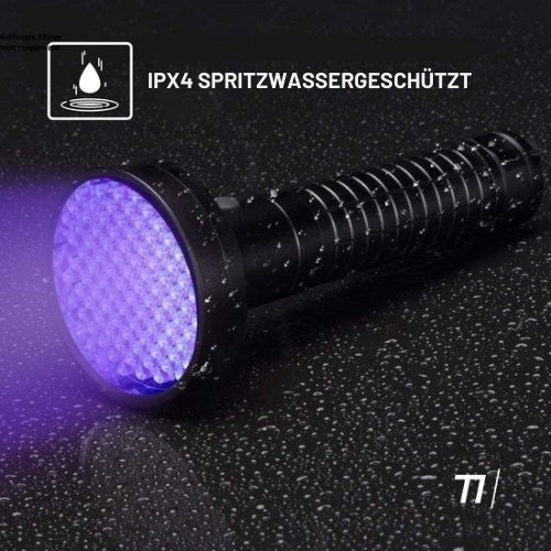 TIKKENS - UV-Taschenlampe XXL - 100 ultraviolette LEDs - Schwarzlicht-Taschenlampe - 395nm