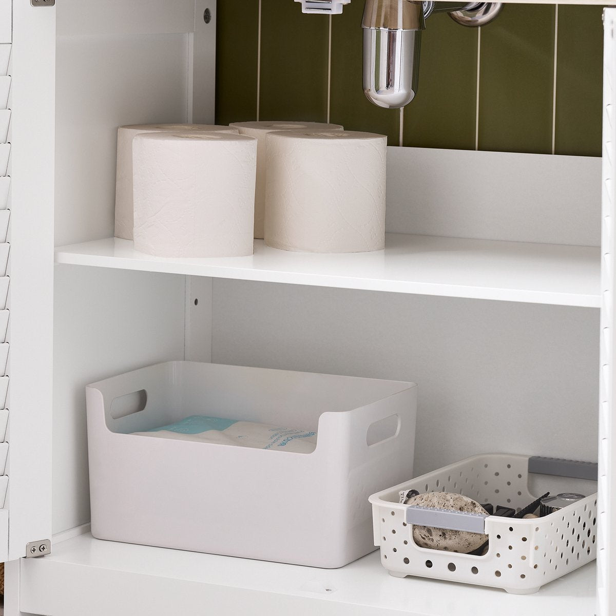 SoBuy Badezimmerschrank FRG237-WN – Waschtischunterschrank – Lamellentür – 60 x 35 x 59 cm – Dunkelgrau