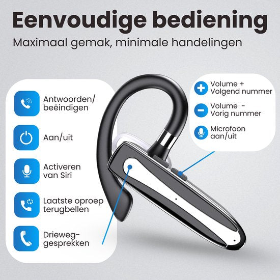 Otiume Wireless Headset PRO - Geräuschunterdrückung - inkl. Ladekoffer - Bluetooth 5.3 - Bluetooth Headset - Freisprecheinrichtung Auto - Ohrhörer Wireless mit Mikrofon