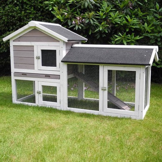 Kerbl Avoriaz Kaninchenstall – Weiß/Braun – 147 x 53 x 85 cm