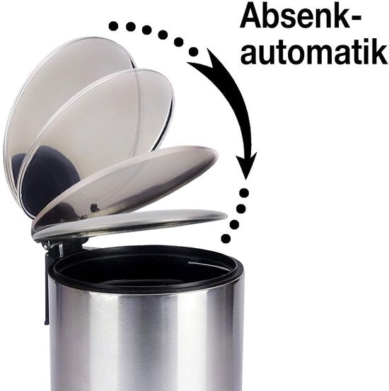 Badezimmereimer 3 l Edelstahl Softclosing-Mechanismus Mülleimer Abfalleimer Silber Chrom Metall