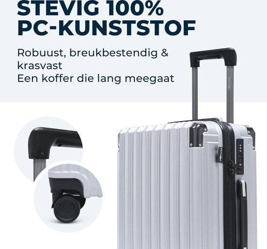 Pathsail - Handgepäck Koffer - 40L x 55CM - PC - inkl. TSA-Schloss & Spinner-Räder - Silber
