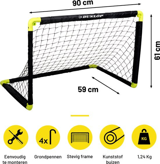 Dunlop Fußballtor 90 x 59 x 61cm faltbar Schwarz/Gelb