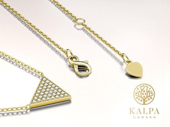 Yolora Damen-Halskette mit Anhänger - Kalpa Camaka Kristalle - Farbe Gold - 18K Gelbgold vergoldet - Damen-Halskette Gold - Schmuck - Luxus-Geschenkbox - Geschenkbox - Schöne Geschenkverpackung - Geschenk zum Muttertag