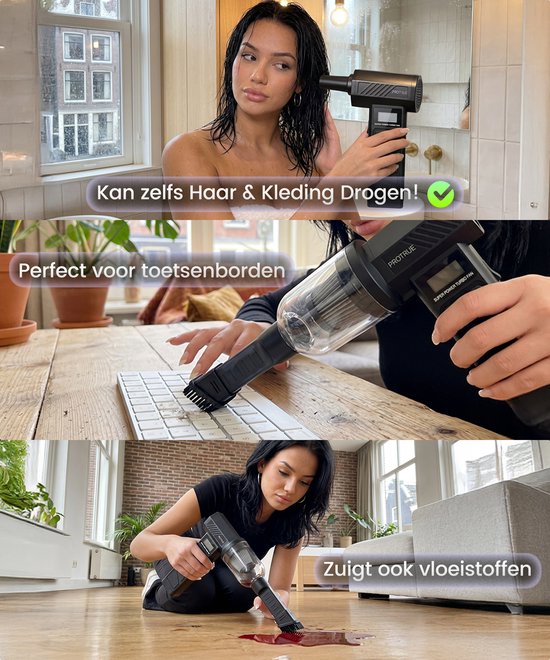 Kleinstaubsauger, kabellos, mit Air Duster, 130.000 U/min – Kabelloser Autostaubsauger – Handstaubsauger – Akku-Luftgebläse – Druckluft – Turbo-Ventilator