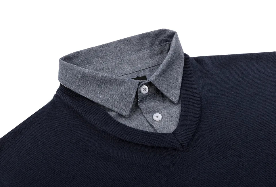 Milanoro Herrenpullover Größe M – Hemdkragen – Baumwolle/Acryl – Schwarz