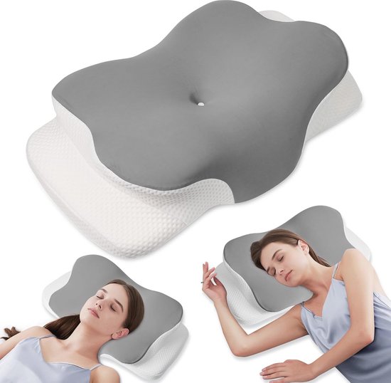 MULISOFT Memory-Schaum-Kissen, bequemes Kissen, stützendes Nackenkissen, ergonomisches Seitenschlafkissen (weiß)
