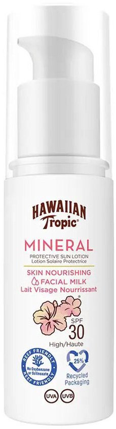 Hawaiian Tropic | Mineralschutz Gesichtsmilch Lotion SPF 30 UVA + UVB Schutz 50 ml