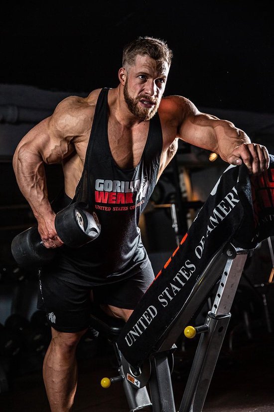 Gorilla Wear - Gym Handtuch - mit Anti-Rutsch-System - Schwarz/Rot