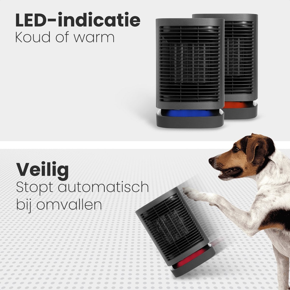 Auronic Elektrische Heizung - Heizlüfter - 3 Stufen - 950W - LED-Anzeige - Rotierend - Schwarz