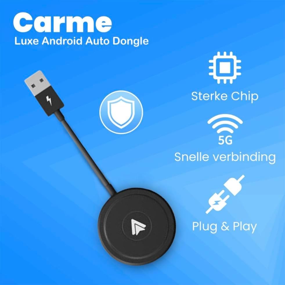 CarMe Luxury Android Auto Dongle - Drahtloses Android Auto - USB-A & USB-C - 5GHz Verbindung - Automatische Verbindung - Kompaktes Design - Schwarz