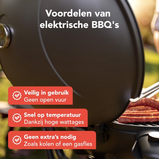 KitchenBrothers Elektrogrill - klappbar - Grill mit Rädern - Antihaftbeschichtung - Beistelltisch - bis zu 250°C - 2400W - Schwarz