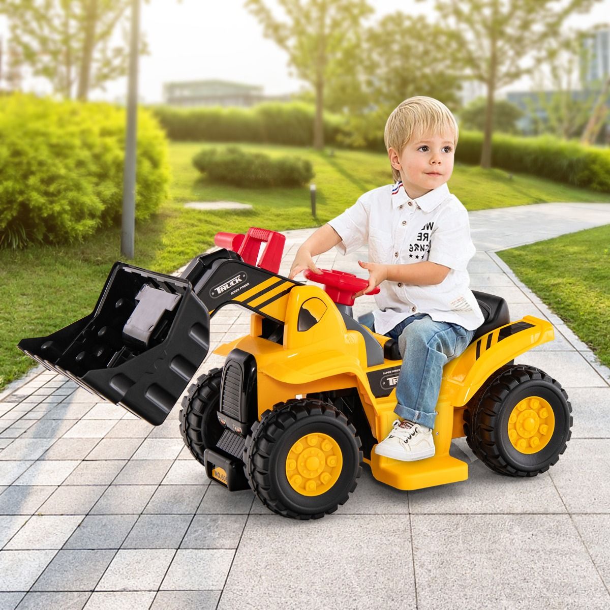 Coast Toy Excavator Electric - Max. 25 kg - 84 x 35 x 43 cm - Gelb