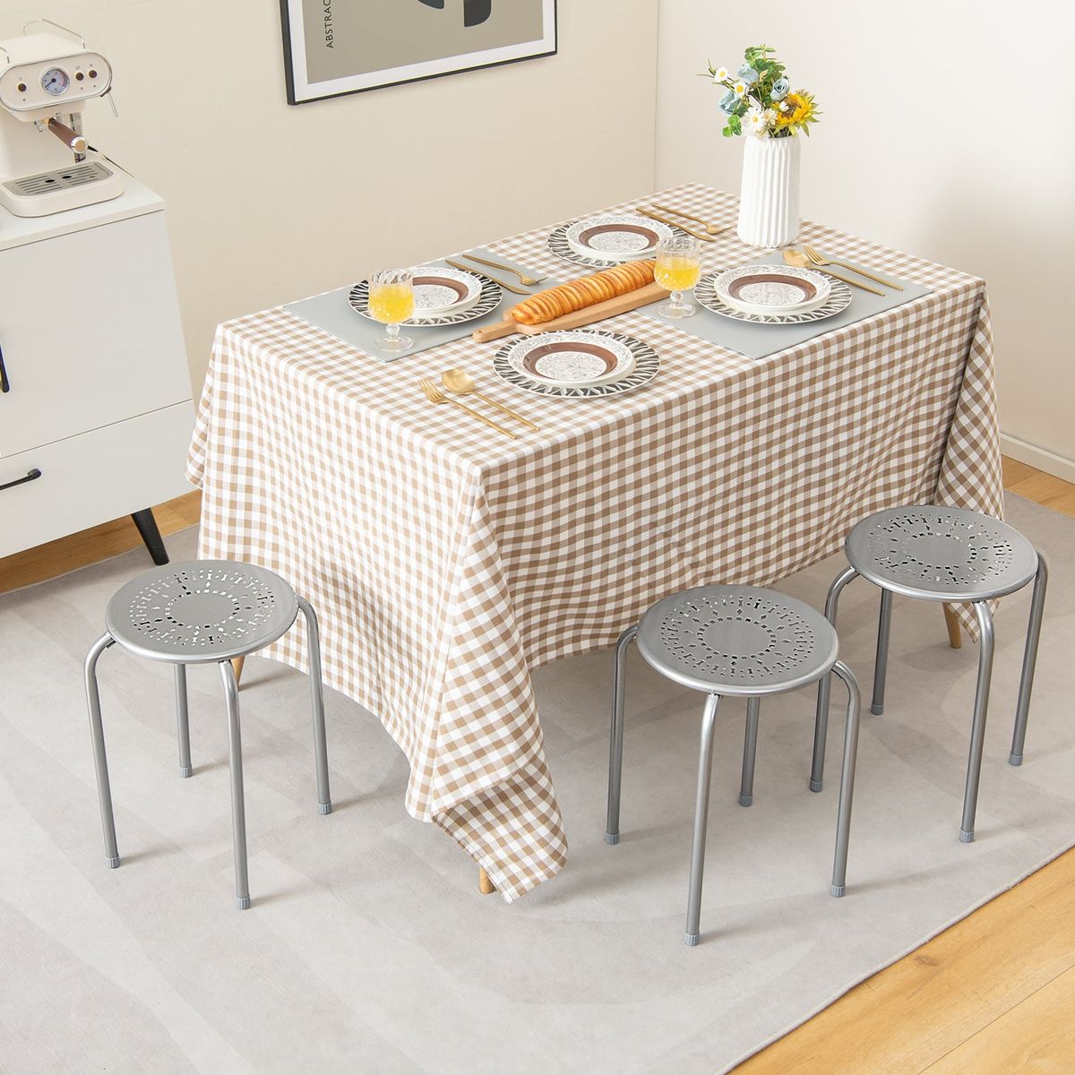 Coast 6-teiliges Set stapelbarer Metallhocker – verstärkter Rahmen – sofort einsatzbereit – grau