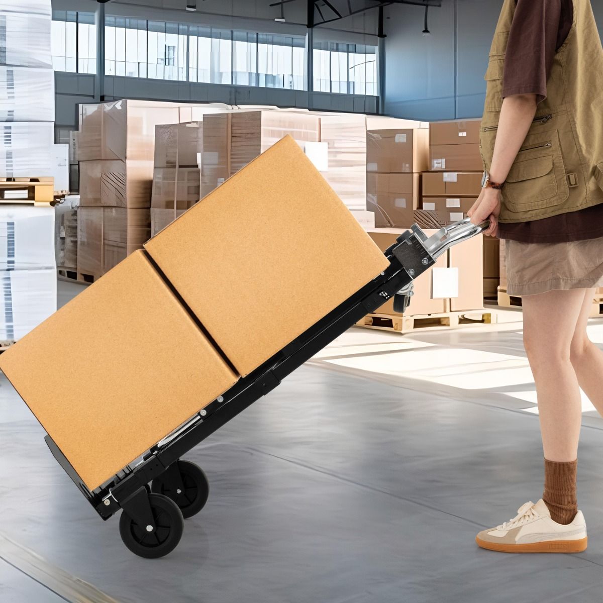 Coast Faltbarer Transportwagen – 3-in-1-Handwagen – Verstellbarer Griff – Schwarz