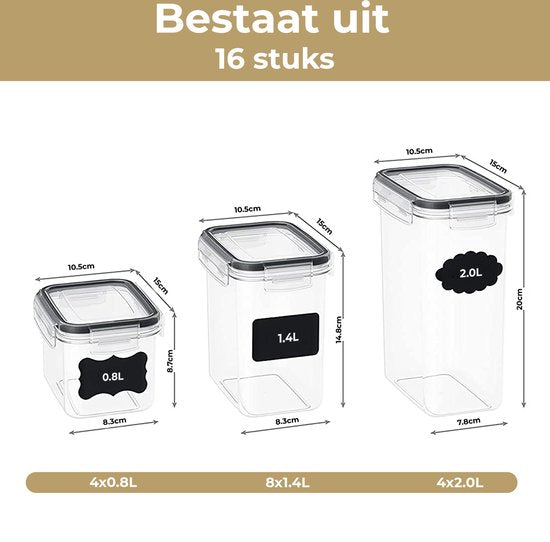 Stosh Food Storage Jars - Vorratsgläser - Bonbonglas - 16 Stück - BPA frei - Kunststoff