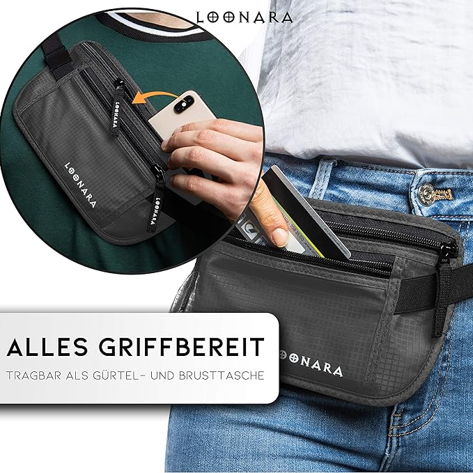 loonara Reise-Hüfttasche grau 2tlg.