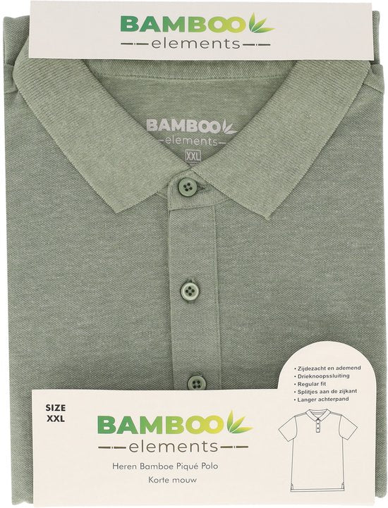 Bamboo Elements - Polo Shirt Herren - Grün M - Polo Herren - Kurzarm - Pique Stoff - T Shirt Herren - Bamboo