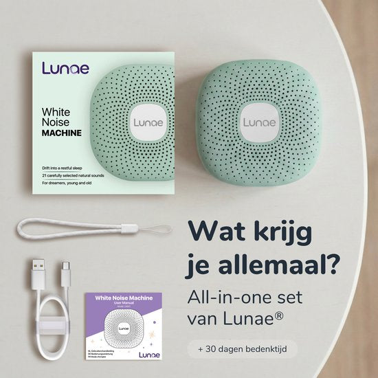 Lunae White Noise Machine 2026 – Gerät für weißes Rauschen mit Nachtlicht – Geeignet für Babys, Kinder und Erwachsene – Schlafhilfe für Babys – Schlaftrainer für Kinder – Mintgrün