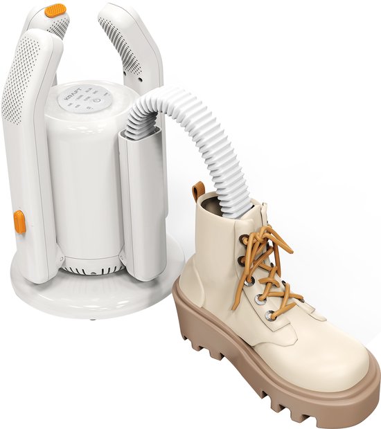 KRAFT Shoe Dryer Pro XL - 2 Paar Schuhe trocknen - UV-Sterilisation - Rosen-Salz Geruchsentferner - Schuh-Erfrischer - 2 Schläuche für lange Schuhe - Schuhtrockner Stiefel