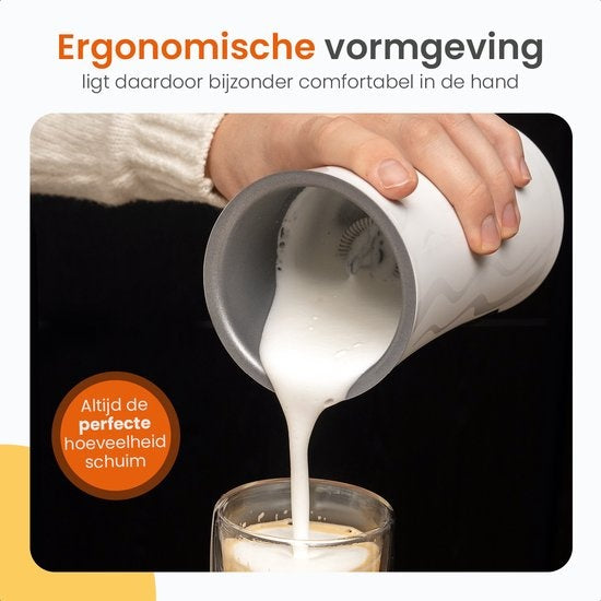 Goliving Milchaufschäumer elektrisch 4-in-1 zum Aufschäumen und Erhitzen Antihaftbeschichtung 240 ml Weiß
