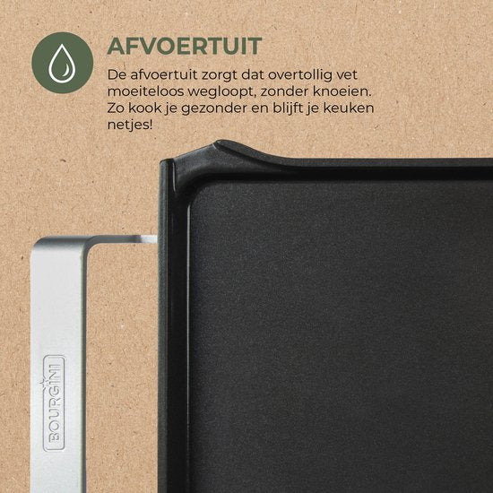 Bourgini Elements – Grillplatte – Backblech – PFAS-freie keramische Antihaftbeschichtung – 46 x 26 cm – 4–6 Personen – GRS-zertifizierte recycelte Materialien