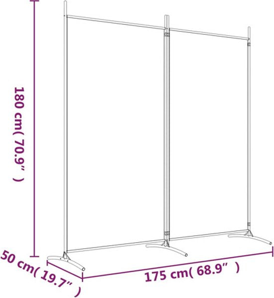 vidaXL – Raumteiler – mit – 2 – Paneelen – 175 x 180 – cm – Stoff – schwarz