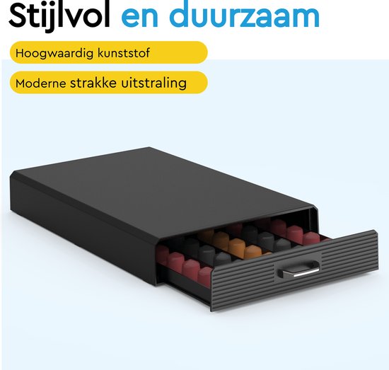 BRASQ CD100 Kaffeekapselhalter mit Schublade – Für 50 Nespresso-Kapseln – Schwarz