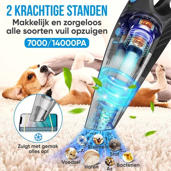 Strex - kabelloser Nass- und Trockensauger - Dustbuster - 3 Aufsätze - 14000PA - LED-Beleuchtung