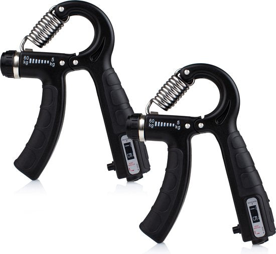 Verstellbarer Handtrainer - 2er-Set - 5 bis 60 KG - Fingertrainer - Handpresse - Griff-Trainer - Schwarz