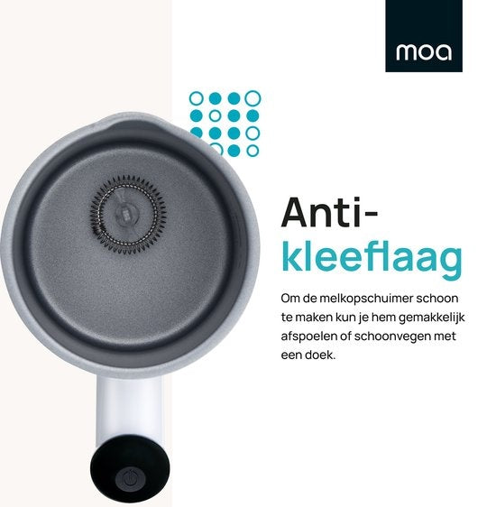 MOA Milchaufschäumer - BPA-frei - zum Aufschäumen und Erhitzen - Weiß - MF1W