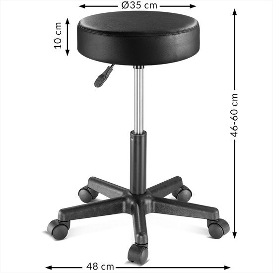 Casaria Verstellbarer Drehhocker - 46/60cm Sitzhöhe - 1 Stück Schwarz