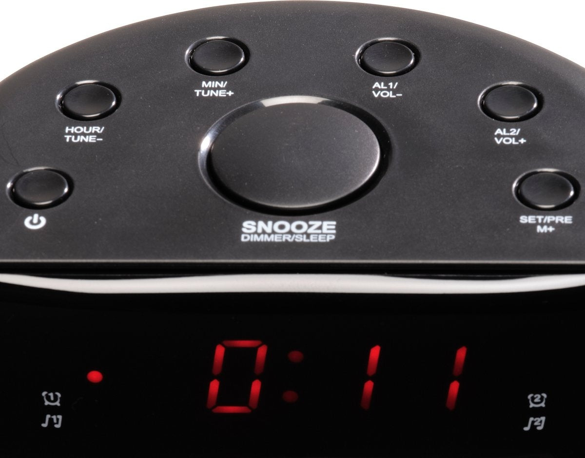 Denver - CR430 - Radiowecker - Schlummer-/Schlaffunktion - Digitaler Wecker - FM-Radio - Schwarz