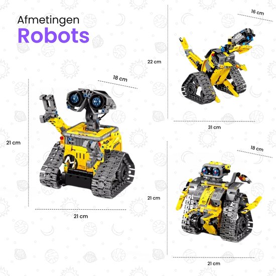 Qualitá® 3 in 1 Roboterbaukasten - Gelb - Roboterspielzeug für Kinder - Interaktiv - MINT & Lernspielzeug - Von 7-9 Jahren - Jungen - Programmierbar & steuerbar