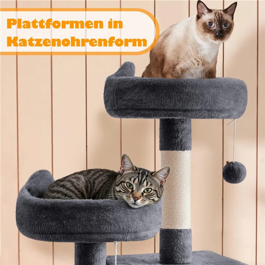 Yaheetech Kratzbaum 181 cm – Dunkelgrau – 60,5 x 48,5 x 181 cm – Mit 2 Katzenhäuschen, 2 Plattformen und 5 Sisalstangen