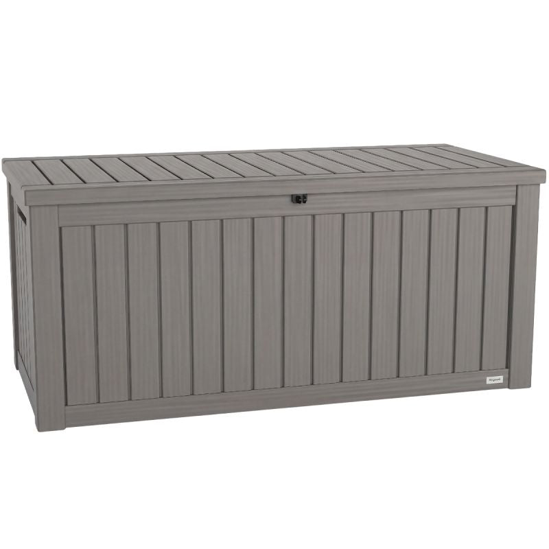 LifeGoods Cushion Box M - Aufbewahrungsbox 450L - Kunststoff - Wetterfest - Gasfeder - Grau
