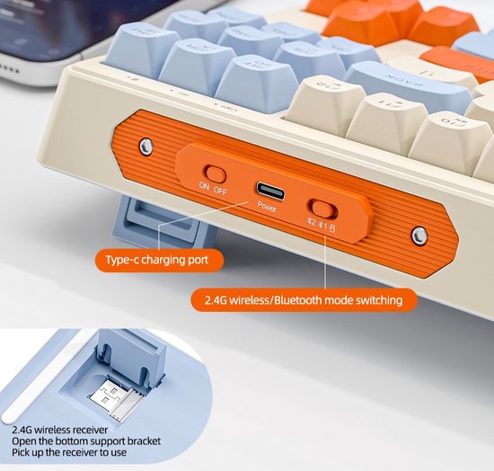 M87 Wireless RGB Gaming Keyboard - 87 Tasten - BT5.0/2.4G - PBT Ball Keycaps - Shimmer