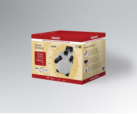 Tomado TDF3001S - Fritteuse - 3 Liter Fassungsvermögen - 2200 Watt - Kaltzonenfritteuse - Edelstahl