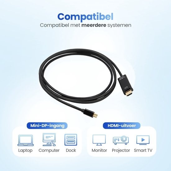 Garpex® Mini DisplayPort zu HDMI Kabel - Mini DP zu HDMI Kabel - HDMI Kabel - 4K 30Hz Ultra HD - Schwarz - 1.8 Meter