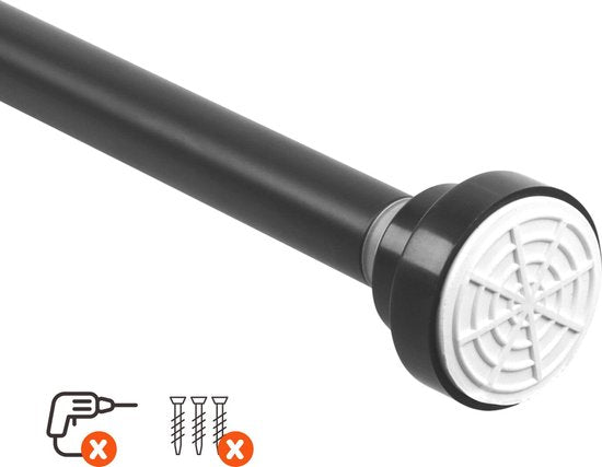 Vorhangstange ohne Bohren – 250 bis 420 cm – Ausziehbare Duschvorhangstange – 400 cm – Ausziehbare Klemmstange – Metall, schwarz