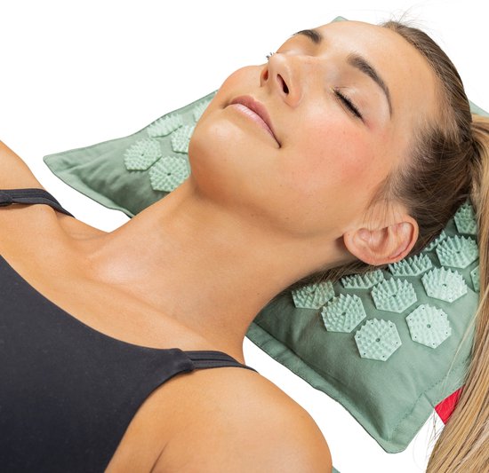 Northwall Nagelmatte - Mit Kissen & Tragetasche - Akupressurmatte - Akupunktur - Meditation - Shakti Massage - Grün